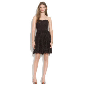 MADEWELL Strapless Lace Dress 0 NWT $198 Black